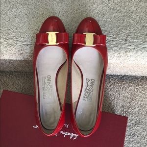 Salvatore Ferragamo Red Patent Vara Pump size 8B